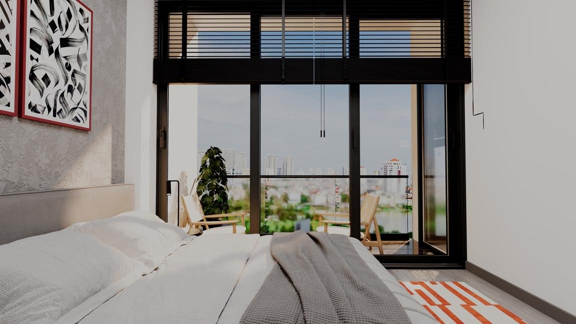 1+1 yatak odası ve balkon